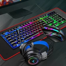 Mechanical Keyboard and Mouse Combo Rgb Gaming 104 Keys Wired Usb Keyboards Mous