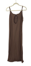 SKIMS Keyhole Maxi Dress Womens Size XL Wood Brown Soft Lounge Stretch