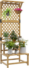 Fioriera Con Grigliato a 2 Livelli Con Tetto E Ripiani a Doghe, Fioriera in Legn