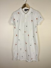Polo Ralph Lauren Mesh Mini Dress White Floral Cotton Short Sleeve Size Medium