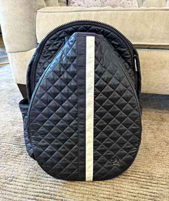 Oliver Thomas Quilted 24 + 7  Tennis Backpack. Black & white.