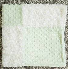 BLANKETS BEYOND Green White Plush Baby Blanket Lovey Minky Dots Swirl Squares