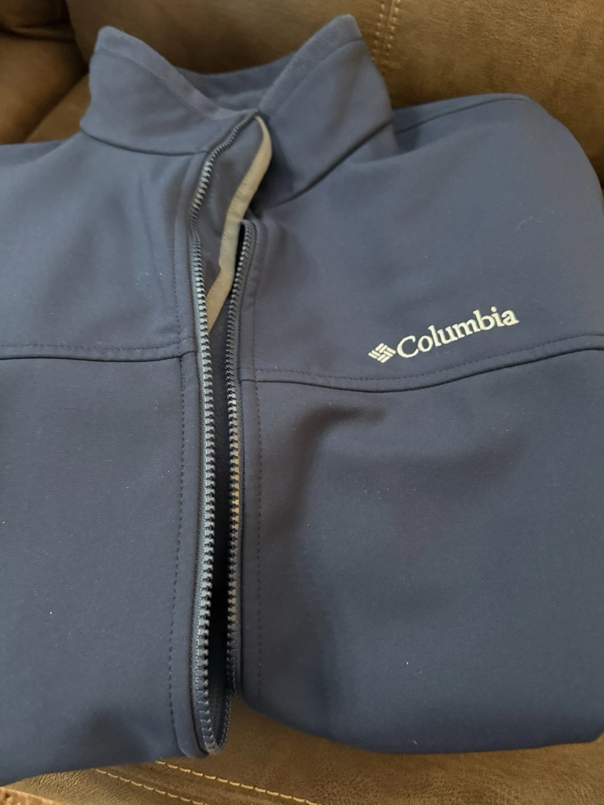 Columbia Jacket Mens Large Blue Soft-shell Full Zip Hiking Outdoors