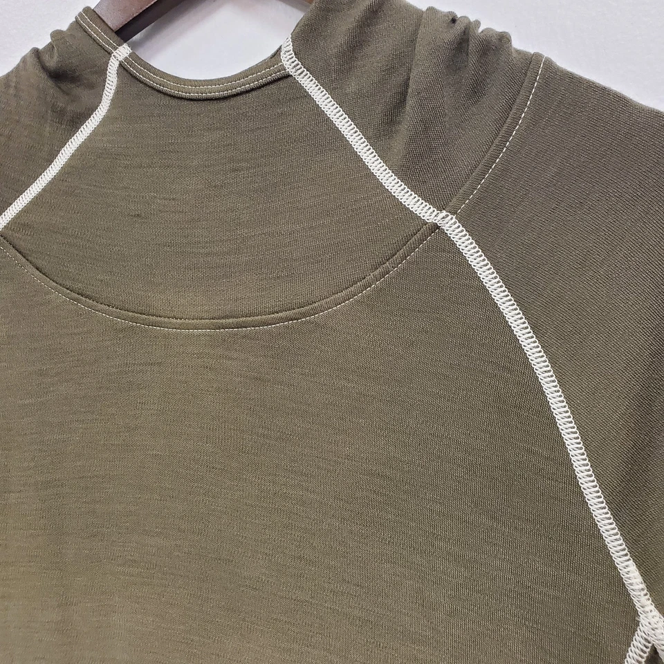 Sudadera con capucha de snorkel de lana merino ligera lanuda para mujer talla M beige capa base Foto 2 de 4