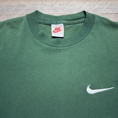 Vtg 90s Nike T Shirt Mens Medium Embroidered Swoosh Green Single Stitch Hole USA by Nike, Size M, $38 - Photo 2
