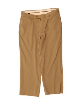BROOKS BROTHERS Herren Straight Anzug Hose W35 L30 Beige Wolle CJ13