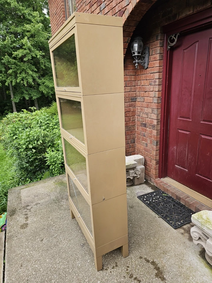 ESTANTERÍA DE METAL VINTAGE GLOBO WERINCKE 4 PILAS BARRISTER PUERTAS DE VIDRIO ESTANTERÍA Foto 4 de 4