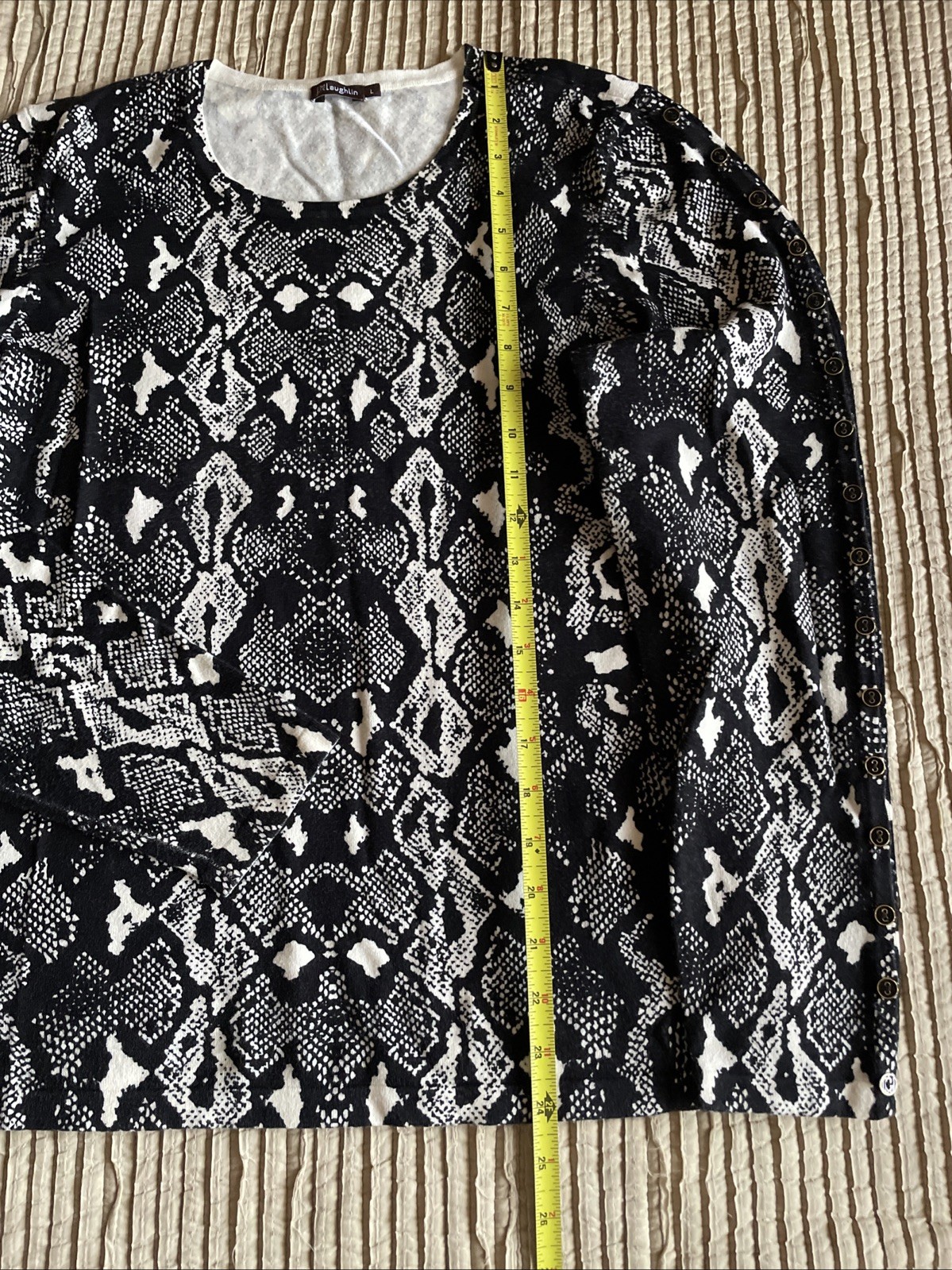 McLaughlin Black White Snakeskin Python Stretchy … - image 4
