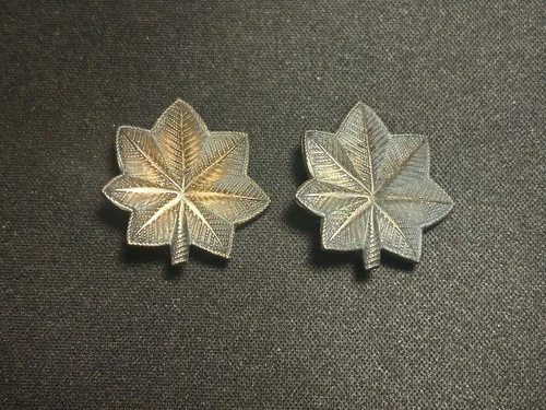 WW2 US Army Military Lieutenant Colonel Sterling Collar Rank Insignia Pair