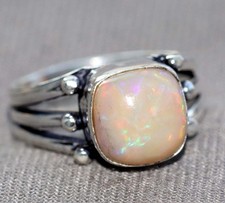 925 Silver Plated Fiery Natural Ethiopian Opal Ring US 8 Superb Gift Trendy GW