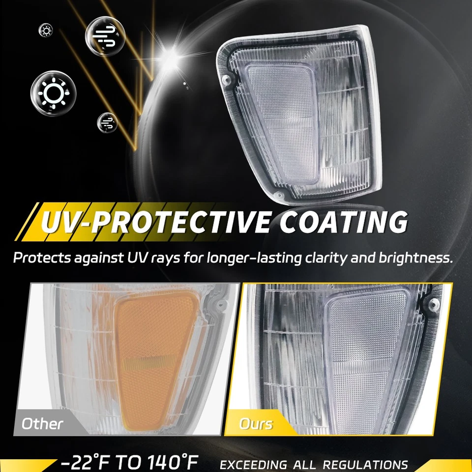 2X Clear Chrome Lens Front Corner Parking Signal Light For 1993-1998 Toyota T100 - Image 3 of 4