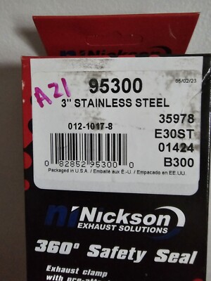 Nickson Exhaust Solution 95300 3'' Stainless Steel Safety Seal Exhaust Clamp-A21