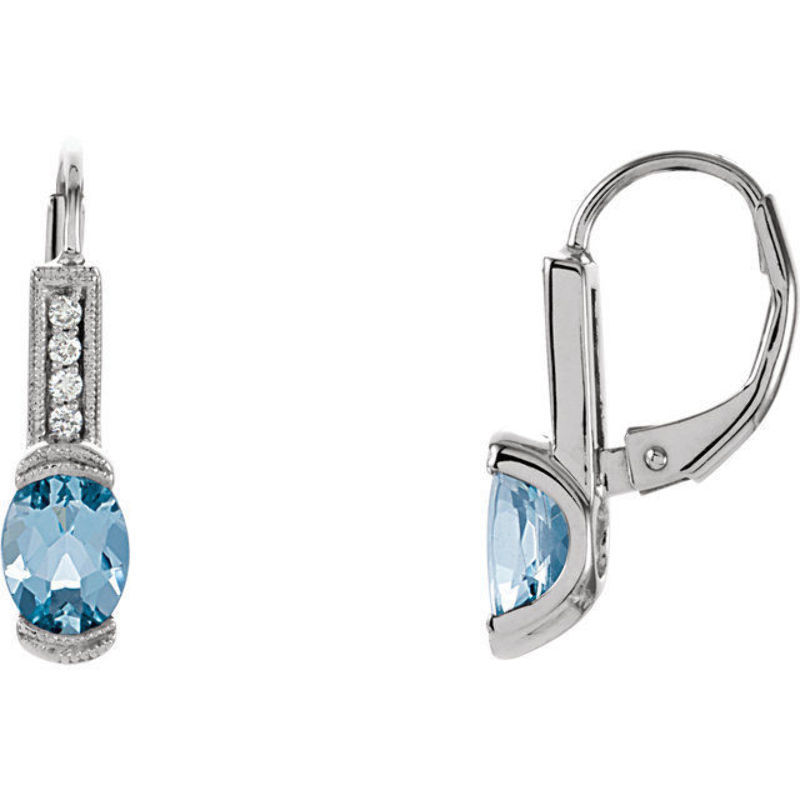 Aquamarine & Diamond Earrings In 14K White Gold eBay