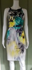 ELIE TAHARI Teal Gray Cotton Blend Sheath Dress 4