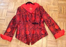 Brocade Jacket-Red/Black-Festive-Holiday-Santa Fe Opera-Size 14-New-Beautiful