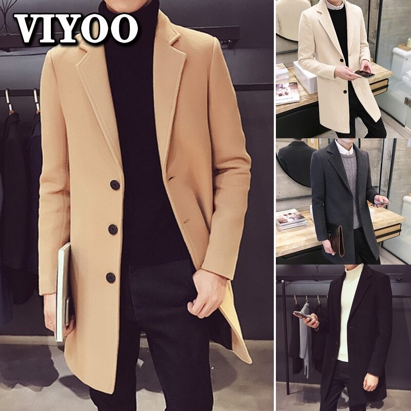 Men's Casual Punk Business Coat Windbreaker Jacket Stylish Outerwear-image