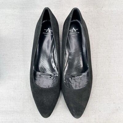 Aquatalia Womens Pasha Pump Shoes Black Suede SlipOn