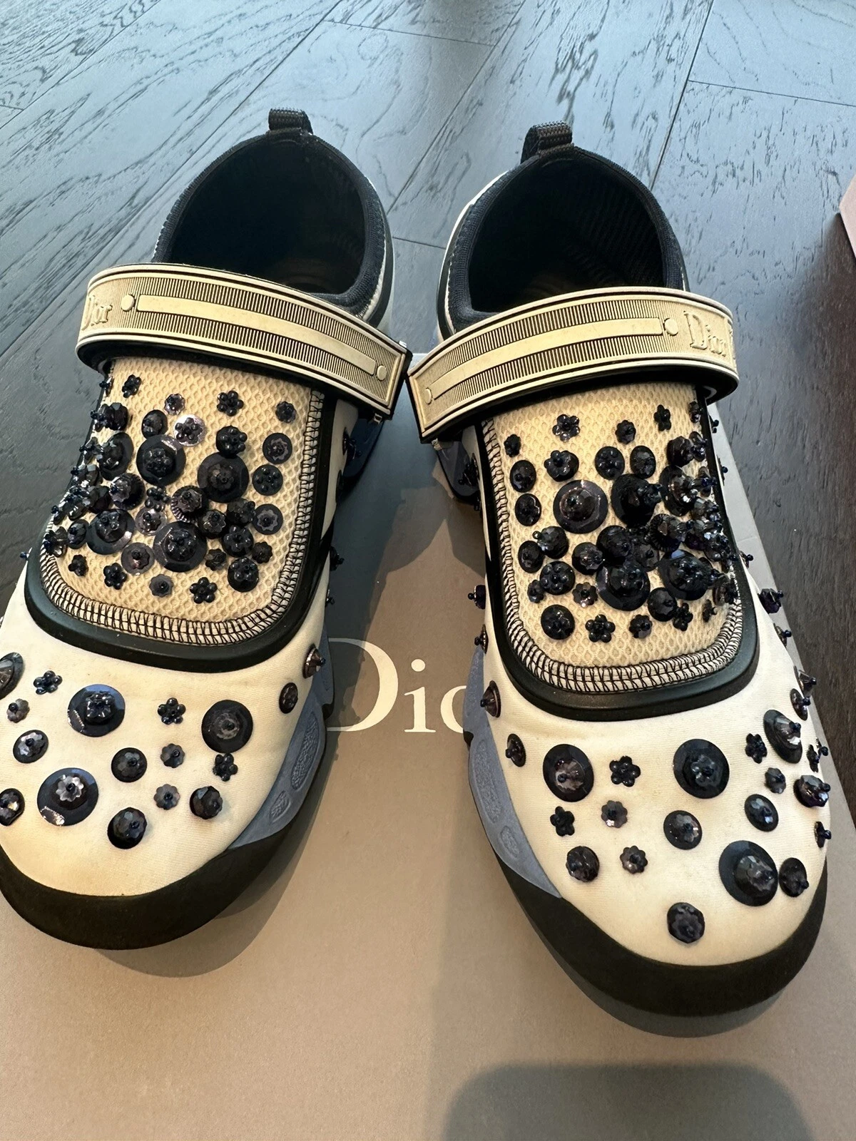 BASKETS DIOR FUSION PERLES BLEUES LIMITÉES TAILLE 36,5 6,5