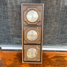Vintage MCM Airguide Weather Station Thermometer Barometer Humidity Meter