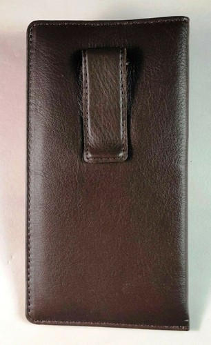 Standard size Eyeglass Case w/ CLIP - Premium soft Nappa DARK BROWN leather - Picture 3 of 4