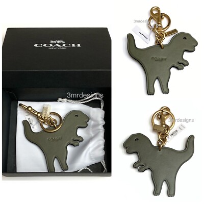 Coach Rexy Brass Green Smooth Refined Calf Leather Bag Charm