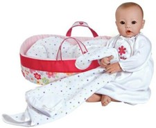 NIB Adora 16" Nursery Time Play Baby Doll With Bed Carrier Set Brown Eyes