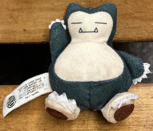 Vintage Pokémon Snorlax 4” Burger King Plush Bean Bag Toy 1999 Nintendo