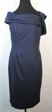 Carolina Herrera Striped Navy Wool Blend Sheath Shift Dress Sz 8 Retail $2900