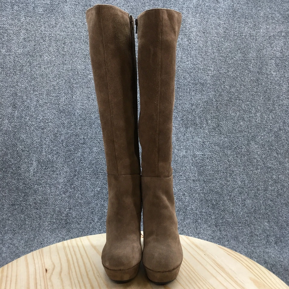 Me Too Boots Womens 6.5 M Castle Tall Knee High Brown Leather Side Zip Heels - Image 4 of 4