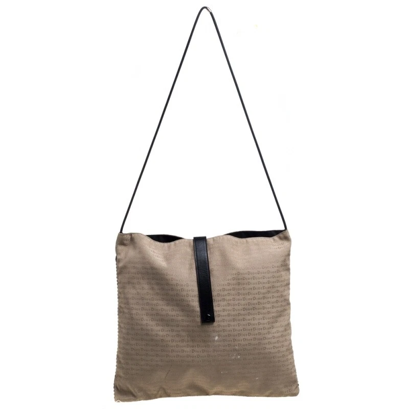 Sac bandoulière en toile oblique et maille beige/noir Dior