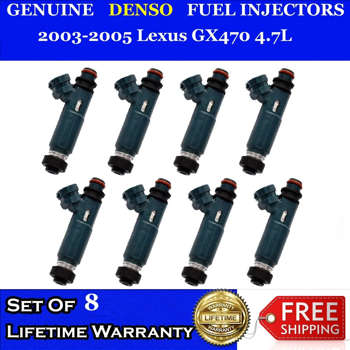 Kit De Reparación De 8 Inyectores Para Lexus GX470/LX470 4.7L V8 (2005-2009) - Marca DENSO