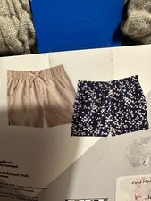Member's Mark Girl's 2-Pack Pull On Shorts Kaki And Navy Blue Flower Print 10/12