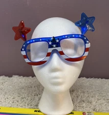 USA American Flag LED Flashing Light Up Party Shades Glasses 1 Pair Collectible