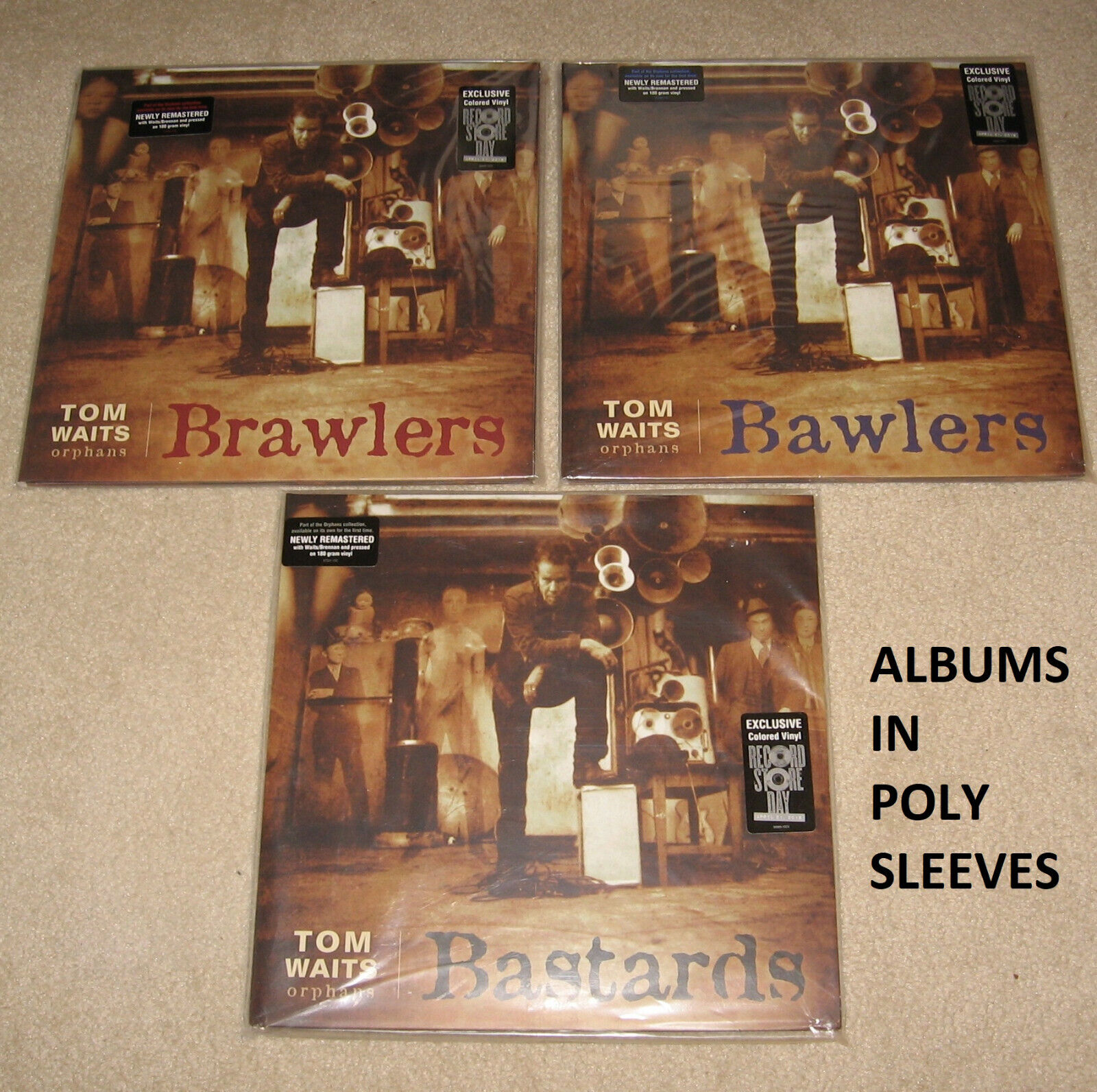 Tom Waits ORPHANS Brawlers Bawlers & Bastards Set of 3 COLORED Vinyl 2018 RSD