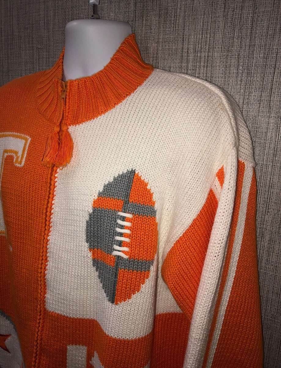 TENNESSEE Birch Bros Mens Orange/White Full Zip Sweater Size XL | eBay