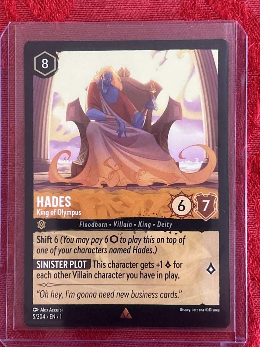 Disney Lorcana - RARE Hades King Of Olympus 5/204 Pull To Sleeve Mint