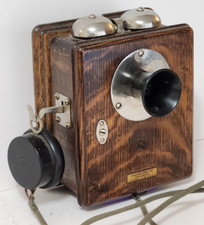 Antique 1912 Western Electric Inter Phone Tiny Chrome Bakelite Wood telephone