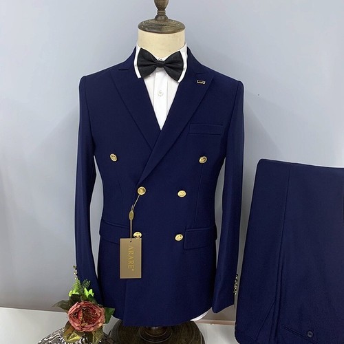 Men's Double Breasted Business Suit + Pant Formal Groom Tuxedo Party Prom Blazer - Picture 5 of 17