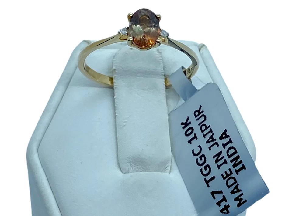 Andalusite & Diamond 9K Gold Ring Size P-Q / 8 tcw 0.78cts  Foto 4 de 4