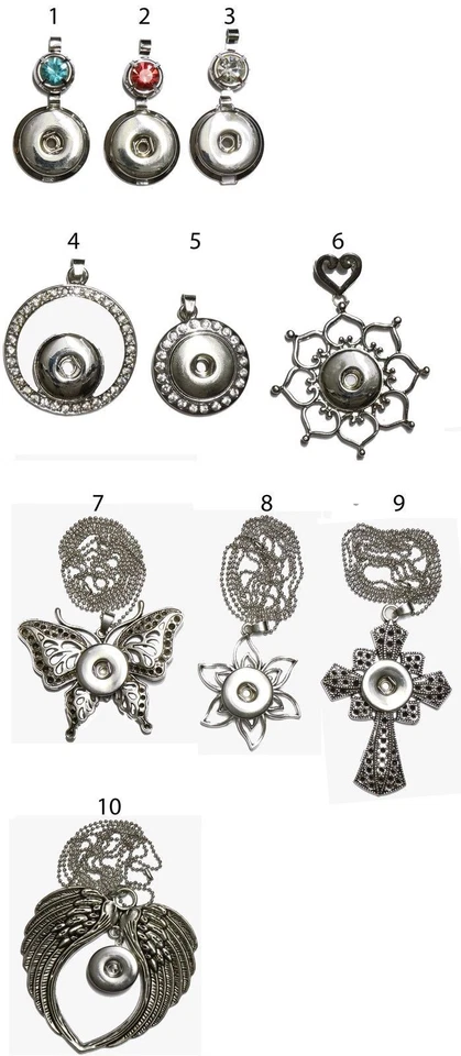 Click Button Kette Anhänger Träger Halskette Druckknopf Klick Button Kompatibel - Bild 2 von 4