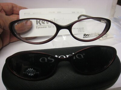 NEW Revolution Eyeglass Frame W/ Magnet sun shade REV511 RED 52-17-140 w/case