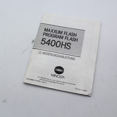 Minolta Maxxum / Program Flash 5400HS Bedienungsanleitung DEUTSCH - Bon état !!