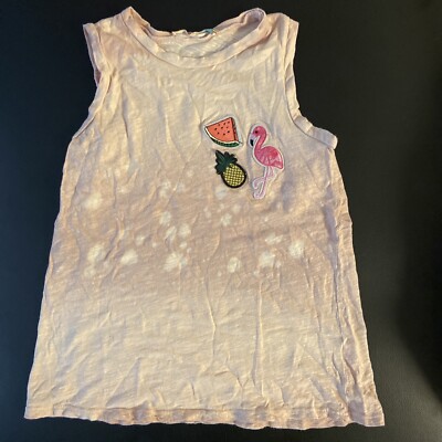 Vintage Havana Girls flamingo watermelon pineapple top shirt sleeveless 6 M Pink