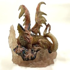 Novelty Inc Resin Dragon Figurine Statue Gold Moveable Spring Wings Vintage