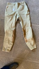 TAILORED SPORTSMAN Side Zip Green/Beige Breeches *LADIES sz 24 *VGC  Made in USA
