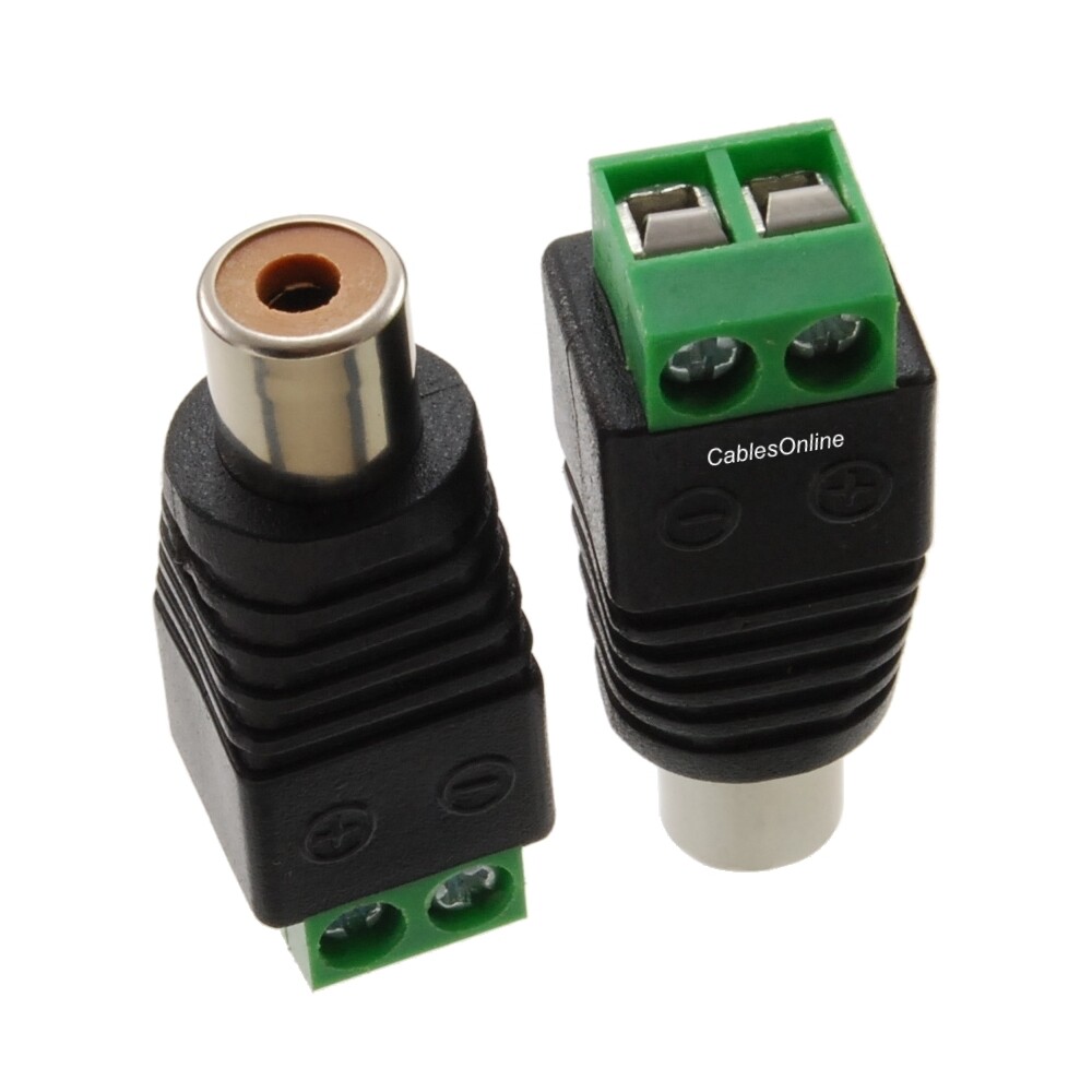 Conector RCA Hembra Con Terminal De Tornillo De 2 Pines – Para Audio/Vídeo Y CCTV, Instalación Sin Soldadura, Conexión Segura