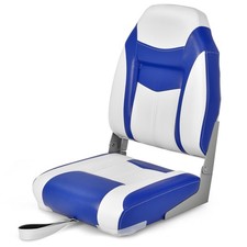 High Back Folding Boat Seats w/ Blue White Sponge Cushion Flexible Hinges