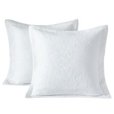 WINLIFE 100 Cotton Quilted Euro Sham Covers, 2 26" X Pack of 2 , White