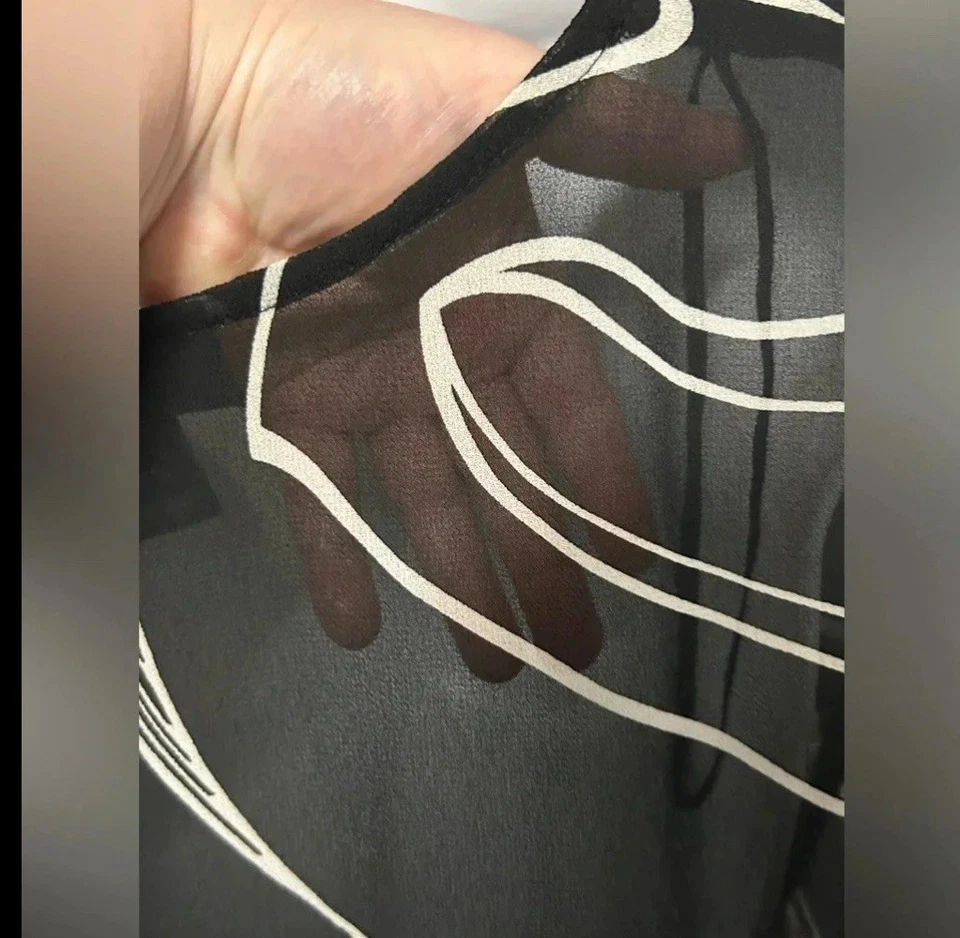 Lane Bryant Women’s 26/28 Sheer Kaftan Mumu Cover Up Black White Resort Beachy - Image 2 of 4