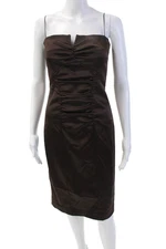 Nicole Miller Collection Womens Spaghetti Strap Dress Chocolate Brown Size 6